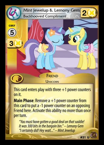 PonyHead: Mint Jewelup & Lemony Gem, Backhooved Compliment 